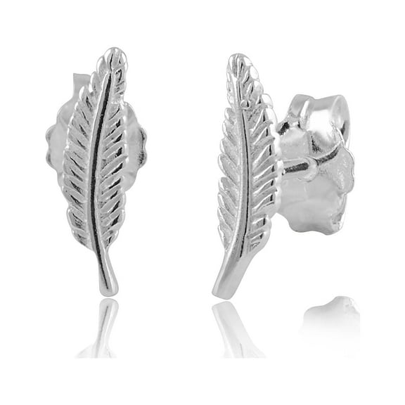 SilverCloseOut Sterling Silver Teens Womens Dainty Feather Stud Earrings