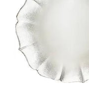 American Atelier, Round Contessa Glass Decorative Pearl White with Silver Glitter Charger Plate, 13