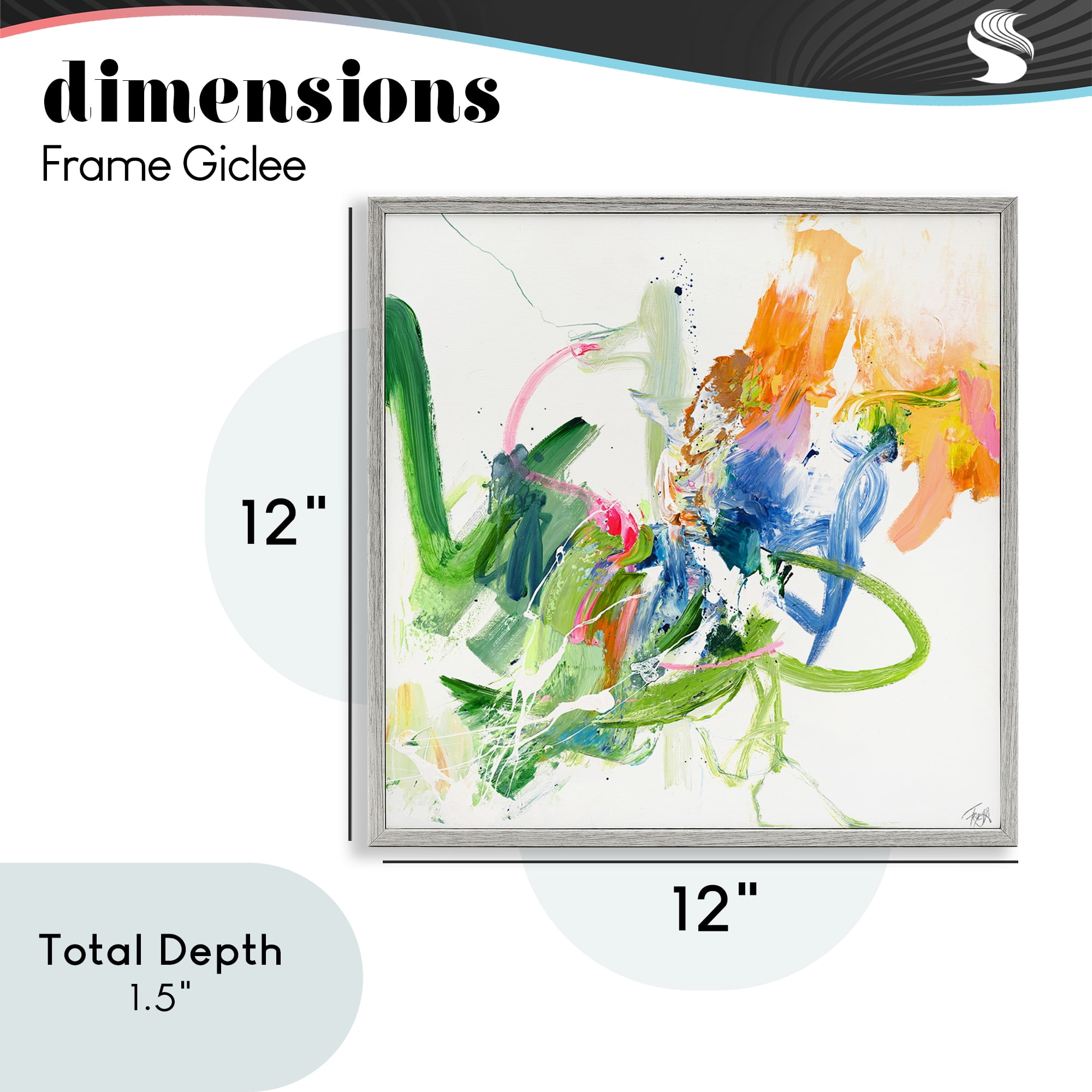 Confident Green Abstraction Gray Framed Giclee Art, design by Design Fabrikken