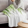 thumbnail image 3 of Green Blanket Soft Cozy Warm Throw Blanket for Couch, Plush Fuzzy Flannel Fleece Blankets for Sofa, Summer Botanical Leaves Watercolor Bed Blankets Lightweight Gifts for Women, 50"x80", 3 of 9