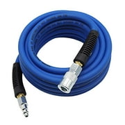 YOTOO Hybrid Air Hose 1/4" x 25' 300 PSI Flexible with Bend Restrictor and Quick Coupler Fittings, Blue