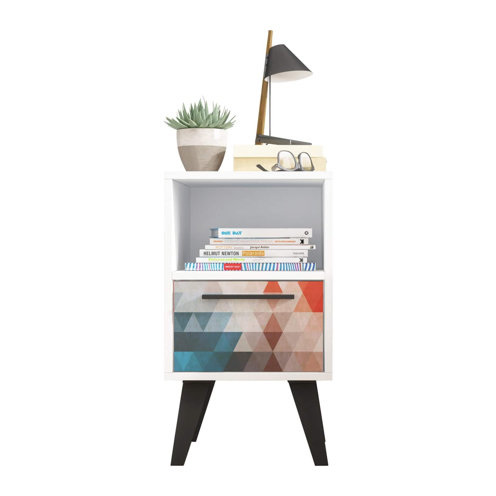 Manhattan Comfort Amsterdam 1 Drawer MidCentury/Modern Geometric