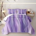 thumbnail image 2 of jejeloiu Abstract Wave Lines Quilt King Kids,Dreamy Purple Flowing Pattern King Coverlet Set For Girls,3-Piece, 2 of 7
