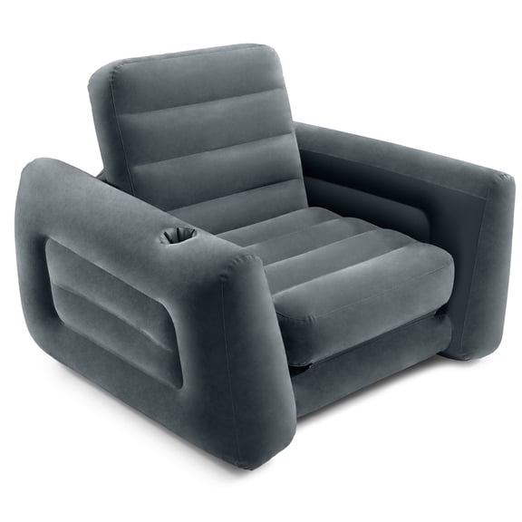 Open Box Intex Inflatable Pull Out Sofa Chair with Twin Sized Air Bed Mattress