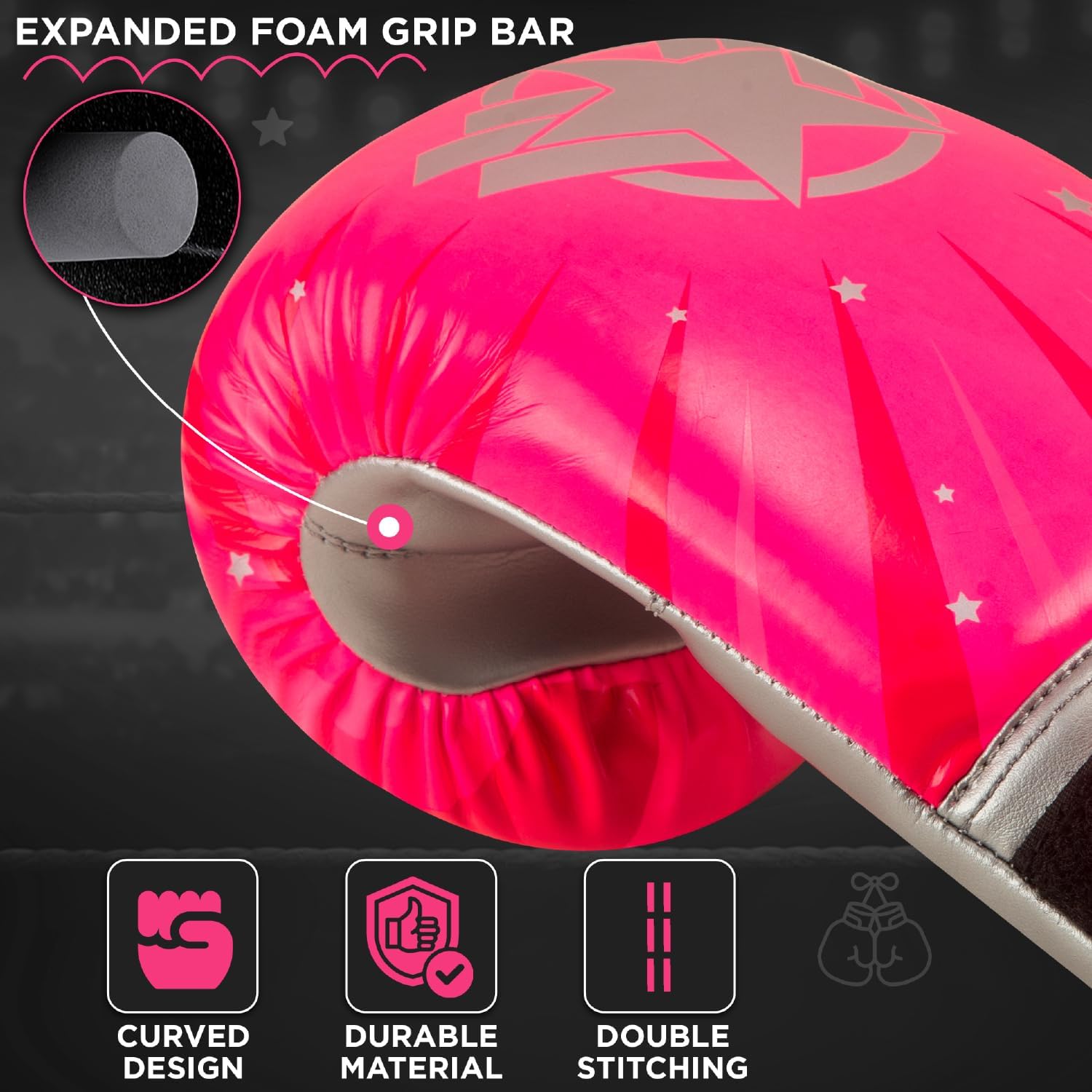 WYOX 6oz Kids Boxing Gloves – Silver Star | Punching, Strength Training, Kickboxing, Boxing Hand Wraps, Training, Sparring Gear