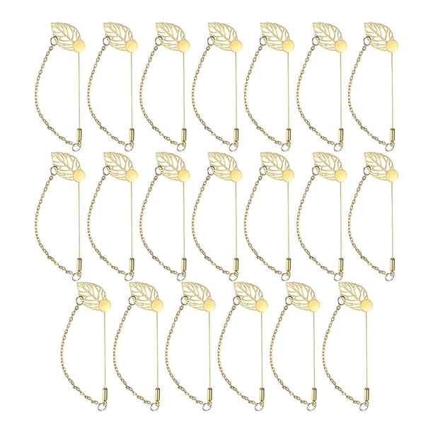 Uxcell 20 Paquete de Bandeja de Broche de Hoja Pin de Solapa DIY Pin de Corsage con Cadena Tono Dorado