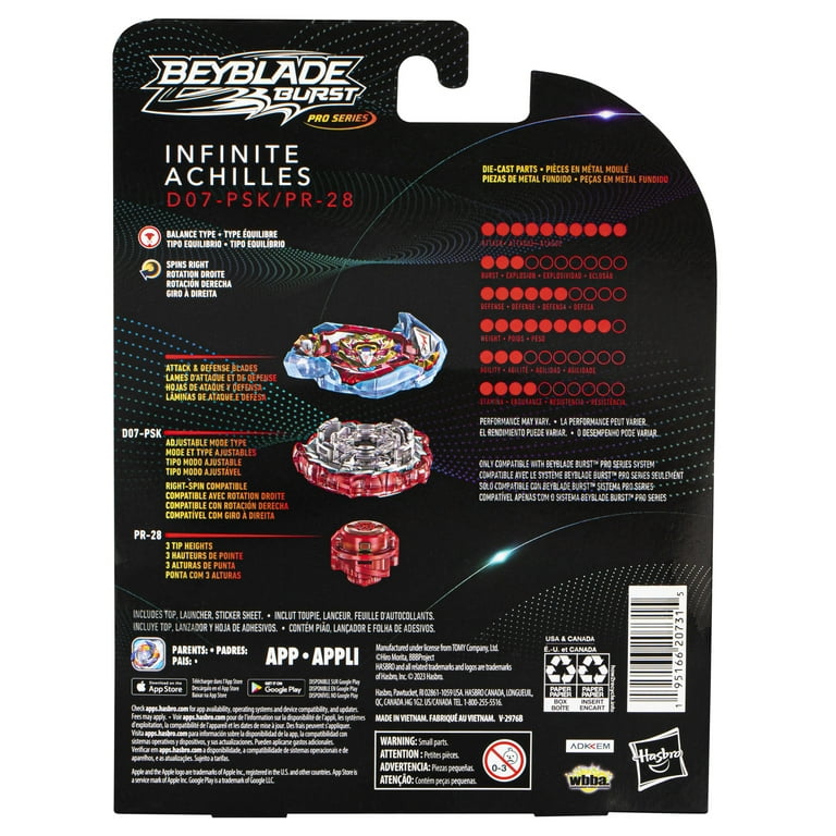 Beyblade Burst Pro Series Infinite Achilles Spin Top: Launcher