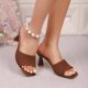 thumbnail image 2 of Sandalias Mujeres Sandalias de Deslizamiento Casuales Tacones de Mula de Punto con Costillas, Zapatos de Mujer Sandalias Casuales Vestidas Toe Abierto, 2 of 9