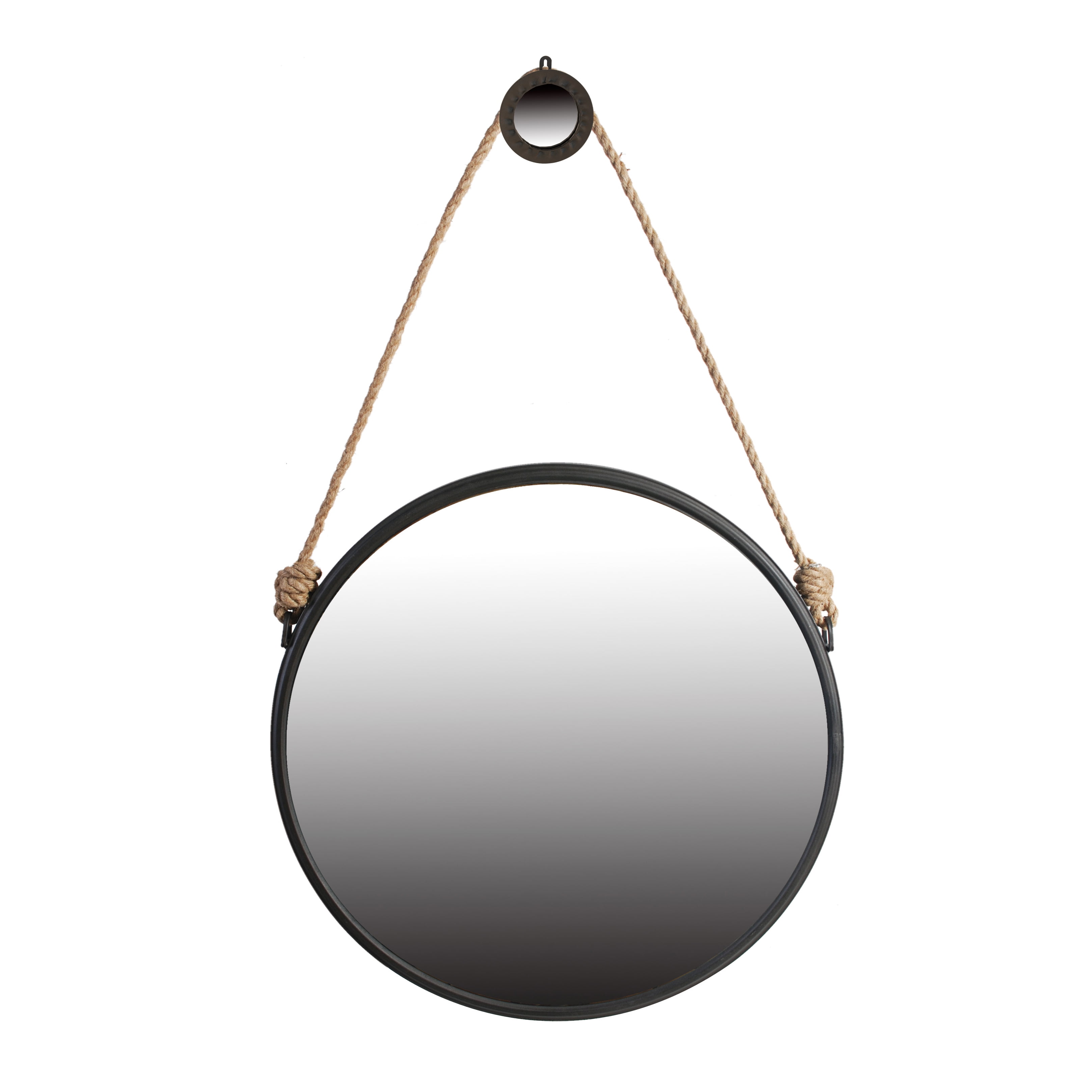 Cleveland Rope Strap Mirror with Hanger Matte Black Large