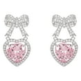 thumbnail image 2 of KDSJSXW Womens Earrings Earrings Gift Sweet Bowknot Earrings Love Fair Maiden Temperament Super Flash Earrings for Ladies Earring Studs for Women Pearl Earring Set (Pink,One Size), 2 of 6