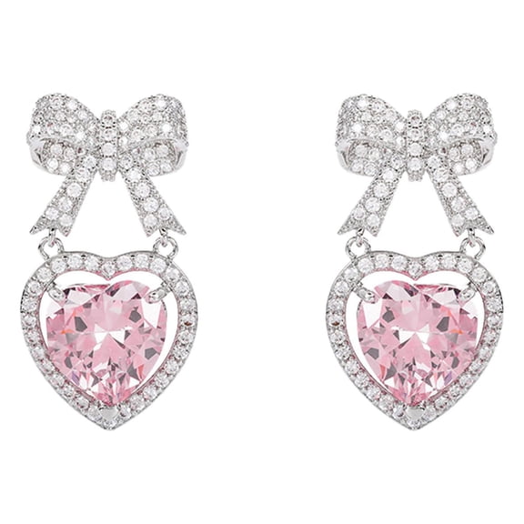 KDSJSXW Womens Earrings Earrings Gift Sweet Bowknot Earrings Love Fair Maiden Temperament Super Flash Earrings for Ladies Earring Studs for Women Pearl Earring Set (Pink,One Size)