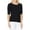 Black, variant on Women's Short Sleeve Crewneck Button Down Casual Soft Cardigan Sweater MK3467-LIL-L