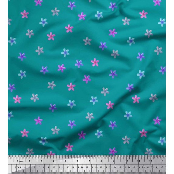 Soimoi Cotton Poplin Fabric Plumeria Floral Decor Fabric Printed Yard 56 Inch Wide