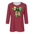 thumbnail image 5 of Mceream 3/4 Sleeve St Patty's Day Shirt Women Crew Neck St Patricks Day Shirt Irish Clover Shamrock Tunic Tops Spring Blouses plus size outfits Red XXXXL, 5 of 5