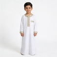 thumbnail image 2 of Toddler Boys Arabic Thobe Long Sleeve Button Embroidered Long Thobe Ramadan Clothes Boys 2-3 Years Clothes, 2 of 9