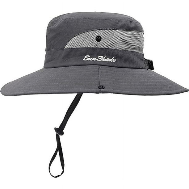 Sombrero de verano para mujer, sombrero de playa de ala ancha, sombrero de protección UV para exteriores, sombrero plegable de malla fresca con cola de caballo