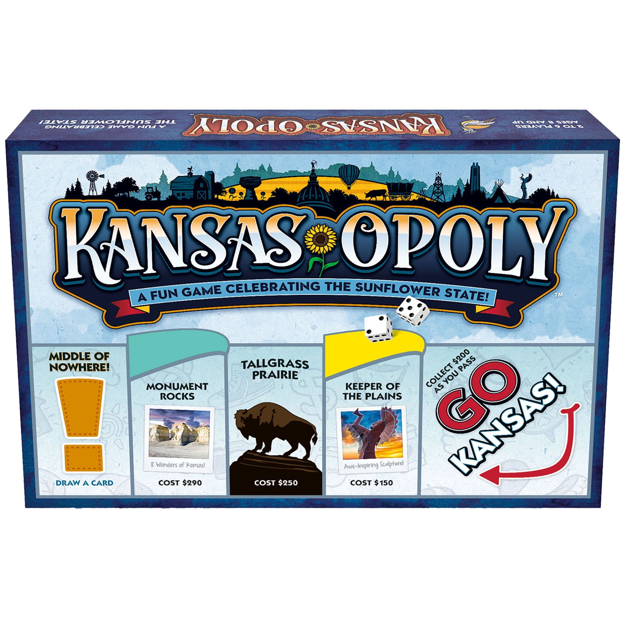 Late For The Sky: Kansas-Opoly - State Themed Family Board Game, Opoly-Style Game Night, Traditional Play Or 1 Hr Version, Ages 8+, 2-6 Players