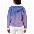 thumbnail image 4 of Women's Casual Fashion Long-Sleeved Zip-Up Fleece Hooded Cardigan with Gradient Color Print for Women's Casual Fashion and Apparel,Light Purple,M, 4 of 4