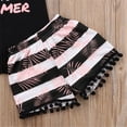 thumbnail image 5 of Kiapeise Little Girl Tassel Letter Print Vest + Striped Shorts + Bow Hairband, 5 of 7