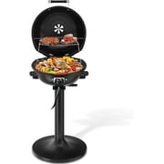 Indoor/Outdoor Electric Grill, 15-Serving Electric Barbecue Grill, Nonstick Removable Stand Grill 1600W, Black