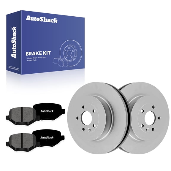 AutoShack Rear Vented Coated Brake Rotors   Premium Ceramic Pads 6-PC Brake Kit Replacement for 2015-2019 Ford Explorer 2013-2019 Ford Taurus 2015-2016 Lincoln MKT ArmorStop 13.58" (345 mm)