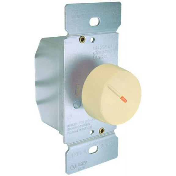 Eaton Wiring Devices RI306PL-V-K Rotary Dimmer, 120 V, 600 W, Incandescent Lamp, 3-Way, Ivory