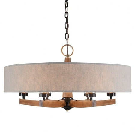 

Drum Chandelier 6 Light Steel/Rubber Wood/Linen Mesh Bailey Street Home 208-Bel-3383255