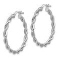 thumbnail image 2 of FB Jewels 14k White Gold Polished Textured Hoops, 2 of 3