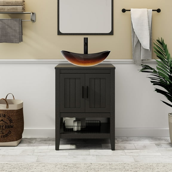 Eclife 24" Freestanding Bathroom Vanity Set with Vessel Sink, without Mirror