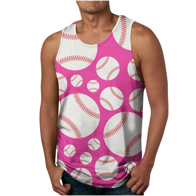 LSLJS Baseball Tank Tops for Men Summer Casual Sleeveless T Shirts Funny Baseball Graphic Tank Tops