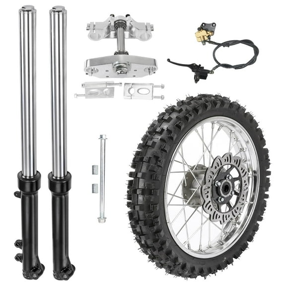 630mm Front Forks Triple Clamp   14" Front Wheel Kit 60/100-14 2.50-14 Tire 1.4x14 inch Rim Disc Brake System 12mm Axle for Pit Bike Coolster Apollo 125cc CRF50 SSR 110cc 125cc Upgrade