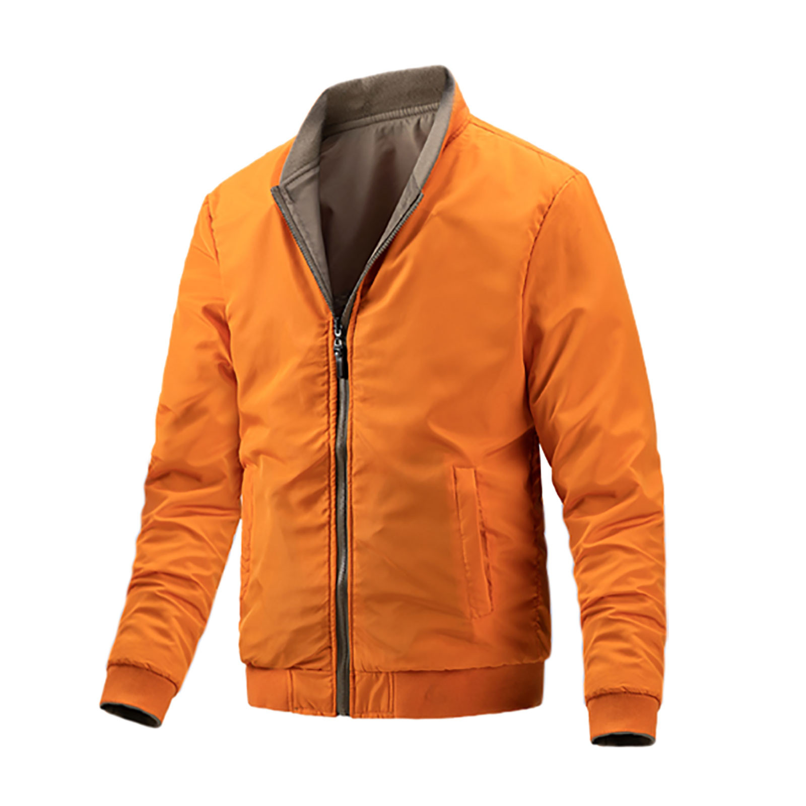 Men's Fashion Flight Suit Plus Cotton Jacket Reversible Stand Collar Jacket In Winter Warm Coat - image 4 of 5