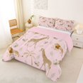 thumbnail image 2 of Castle Fairy Animal Lion Elephant Giraffe King Size Comforter Sets 3pcs,Tropical Palm Tree Leaves Comforters King Size,Soft Pink Cream,Pink Reversible,1 Comforter and 2 Pillowcases, 2 of 6