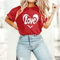 thumbnail image 5 of Mifsaly Valentine's Shirts for Women Bright Heart Print Shirt Loose Crewneck Short Sleeve Tops Pullover Girlfriend Gifts Blouse Funny Festival Party T-Shirt Spring Summer Fashion Teacher Outfits XL, 5 of 8