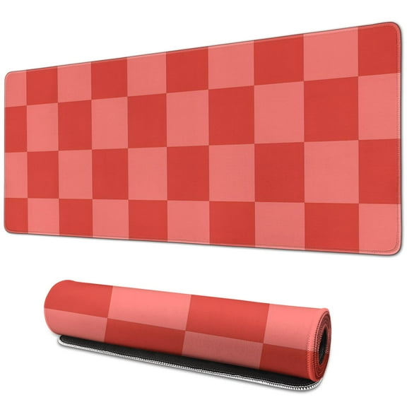 Colorful Pastel Checkered Mouse Pad - Cute Boho Design, Anti-Slip Rubber Base, Perfect for Your Home Office Computer & Laptop, Large 31.5x11.8in