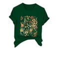 thumbnail image 4 of WTXUE Short Sleeve Shirts Floral Tops Cotton Tshirts Shirts for Women Graphic Tees Round Neck Top Casual Blouses Womens Tops Petite Tops Womens Tee Shirts Loose Fit Plain Blouses Green L, 4 of 6