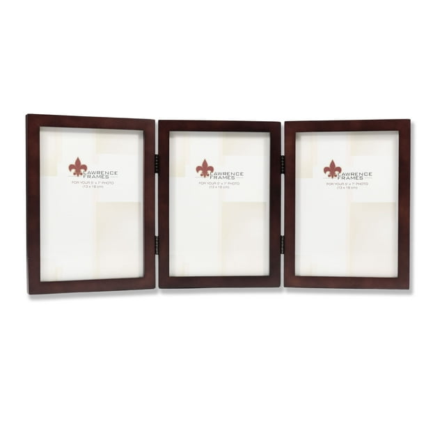 755957T Espresso Wood 5x7 Hinged Triple Picture Frame