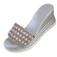 thumbnail image 2 of Wowcloth Women's Wedge Heel Sandals with Pearl Details – Comfortable Thick Sole for Summer Casual Outdoor Wear, 2 of 9