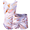 Pink & Gold Set, variant on Girls Gymnastics Leotard with Shorts, Marble Print, Stretch Athletic Outfit for Gymnastics Practice & Training