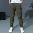 thumbnail image 5 of Xudanell Boys Cotton Linen Tapered Jogger Pants Kids Casual Slim Skinny Straight Sweatpants Vintage Versatile Wide Leg Trousers (10-11 Years, AG), 5 of 8