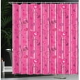 thumbnail image 3 of Ambesonne Romantic Shower Curtain, Hearts Curling Lines Art, 69"Wx84"L, Hot Pink White and Pale Grey, 3 of 4