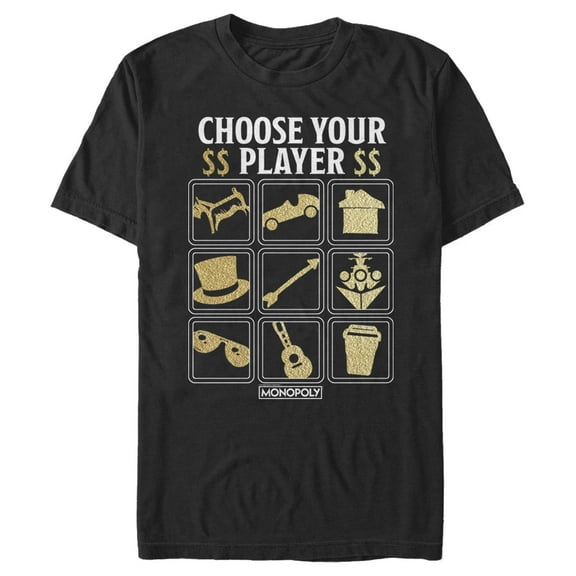 Men's Monopoly Choose Your Player Token Graphic Tee Black Small