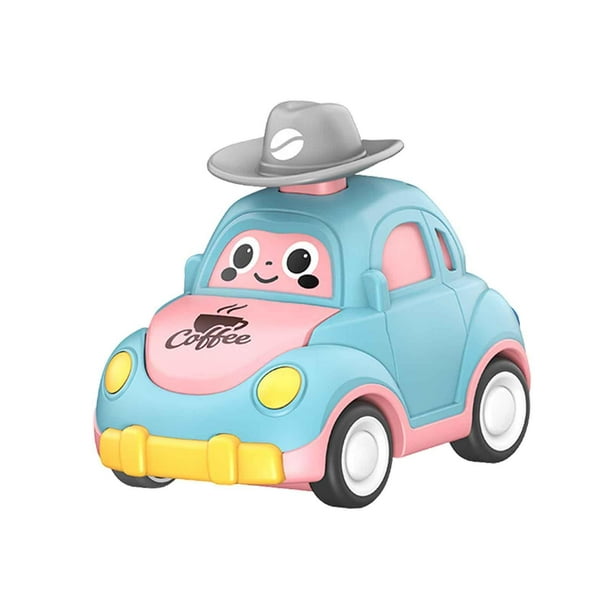 Juguete de coche Push and Go, vehículo de juego infantil, creativo, educativo temprano, lindo vehículo de fricción de empuje para niños bebés y niños azul claro