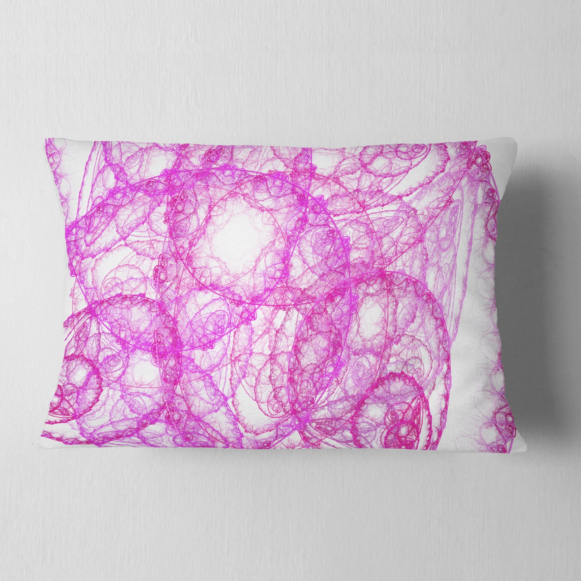 Designart Pink Pattern on White Background - Abstract Throw Pillow - 12x20