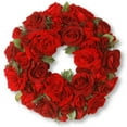 thumbnail image 1 of National Arbre RAV-WL1265-1 15 Po Couronne Décorée avec Velours Mélangé Roses et Cèdre en Mousse Base, 1 of 1