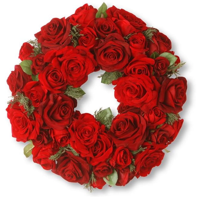 National Arbre RAV-WL1265-1 15 Po Couronne Décorée avec Velours Mélangé Roses et Cèdre en Mousse Base