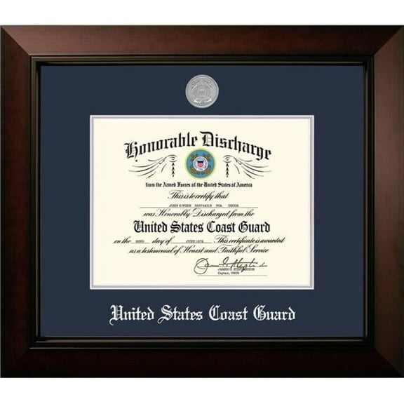 Campus Images CGDLG002 8.5 x 11 in. Patriot Frames Coast Guard Discharge Legacy Black Cherry Frame with Silver Medallion