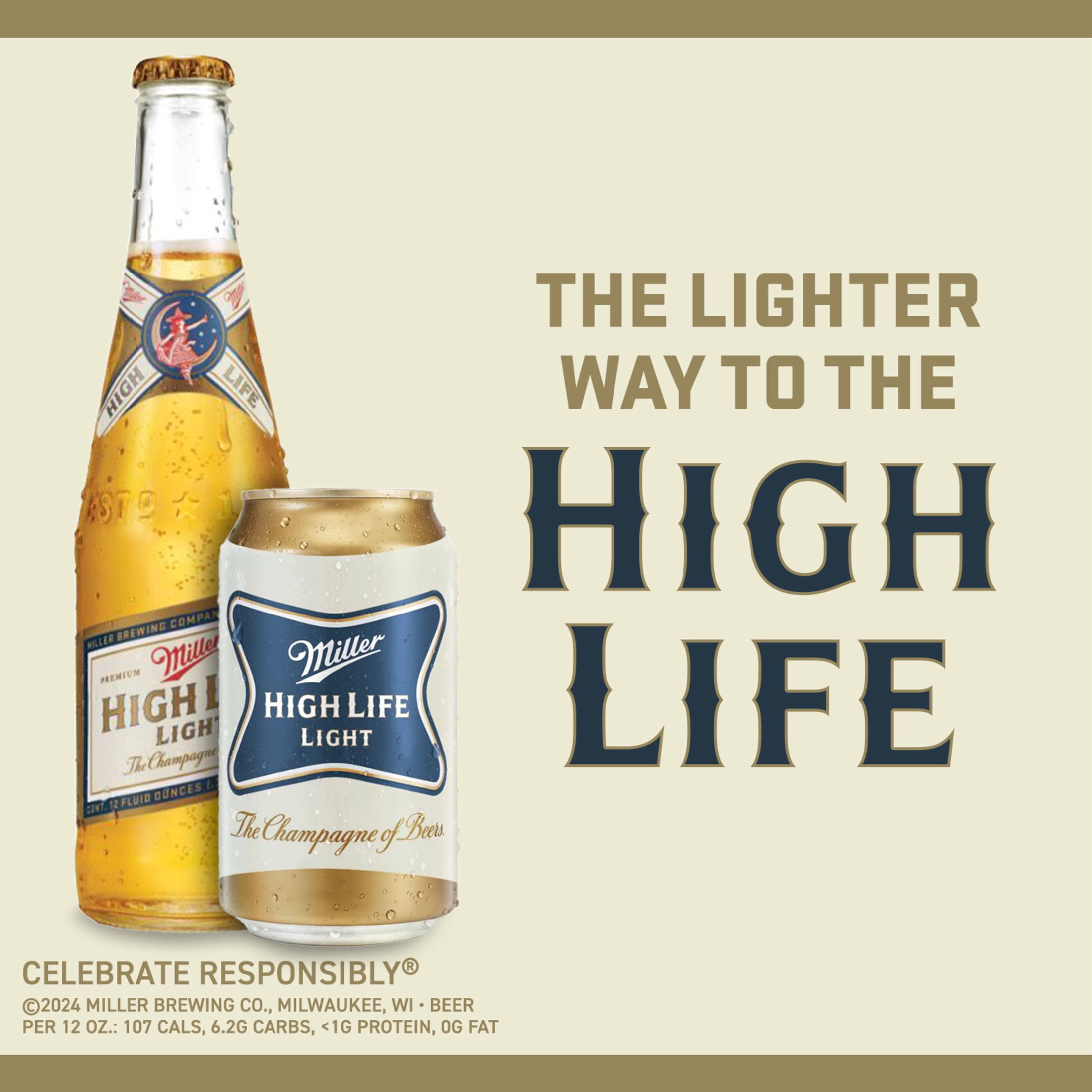 Miller High Life Light American Beer, 30 Pack, 12 fl oz Aluminum Cans, 4.1% ABV