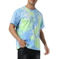thumbnail image 4 of Camisetas de hombre INSPIRE CHIC para el Día del Padre, de manga corta, camiseta de verano con estampado de teñido anudado, camisetas impresas hip hop, S Verde Azul, 4 of 6