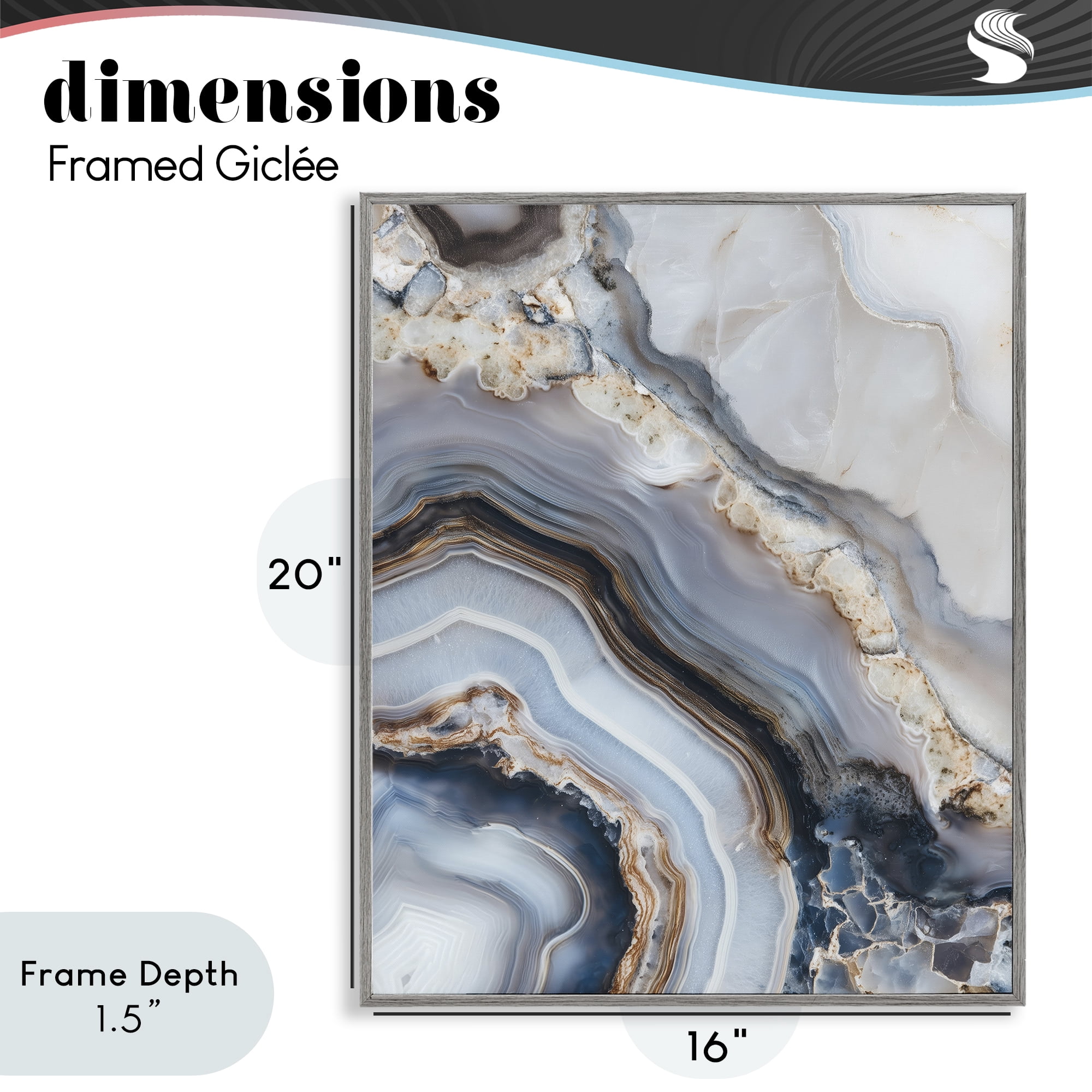 Stupell Industries Geode Gemstone Layers Gray Framed Giclee Art, design by Svetlana Aleynikova